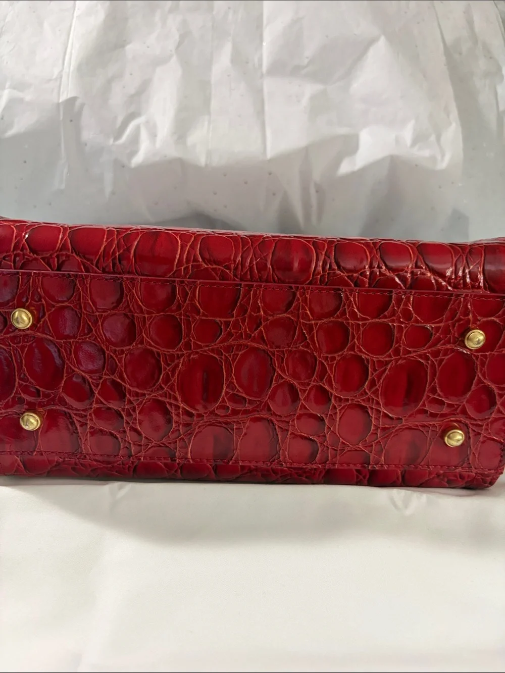Brahmin Cami Sriracha-Vanderbilt Leather Satchel with Gold Hardware